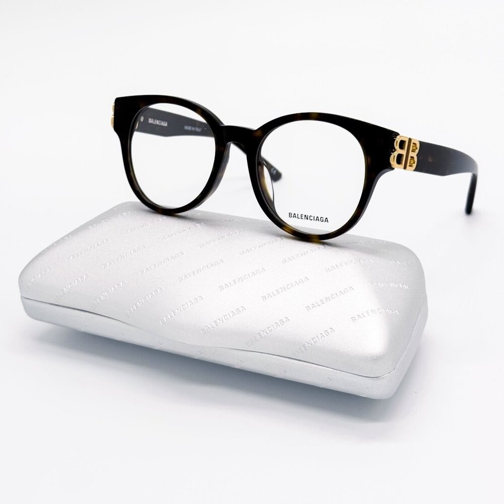 NEW BALENCIAGA EYEGLASSES BB0173O 002 ROUND HAVANA WOMEN EYEWEAR BALENCIAGA
